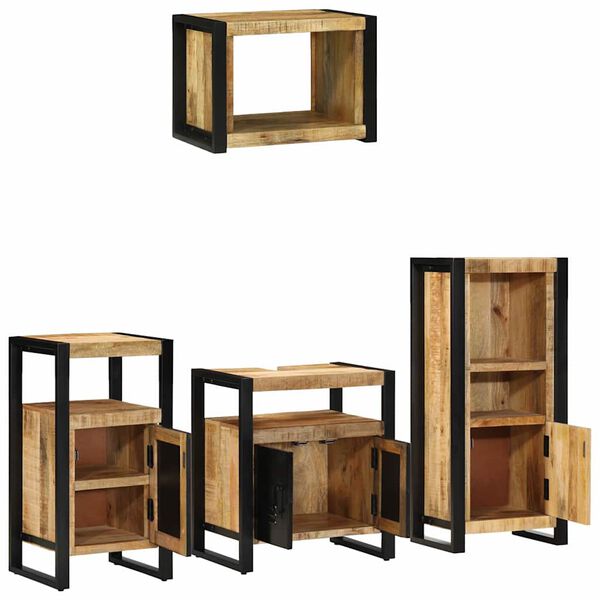 vidaXL Ensemble de mobilier de salle de bain avec &eacute;tag&egrave;re 4 pcs