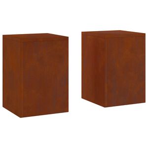 vidaXL Support de Plante 2 pcs Rouill&eacute; 24 x 24 x 35 cm Acier patin&eacute;