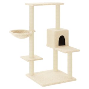 vidaXL Arbre &agrave; chat avec griffoirs en sisal Cr&egrave;me 95 cm