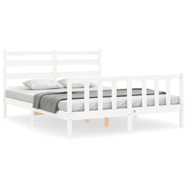 vidaXL Cadre de lit sans matelas blanc bois de pin massif