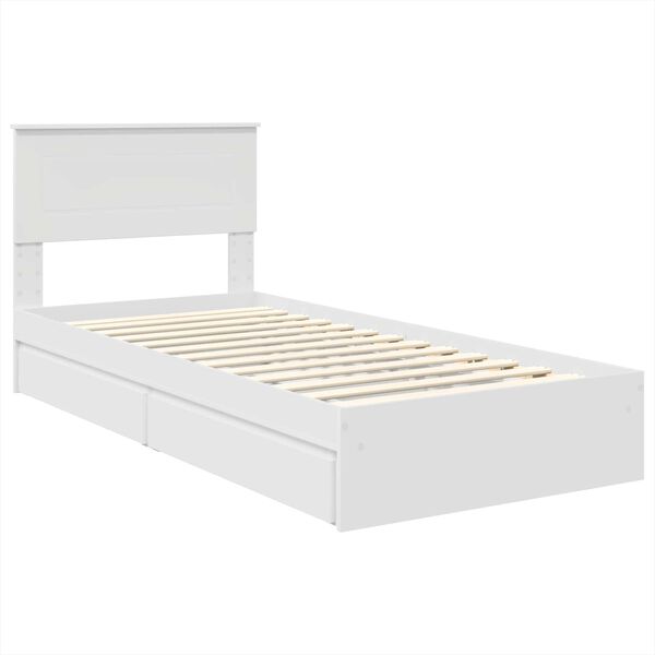 vidaXL Lit de Rangement Blanc 75 x 190 cm Bois d'ing&eacute;nierie