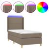 vidaXL Sommier &agrave; lattes de lit matelas et LED Taupe 100x200 cm Tissu