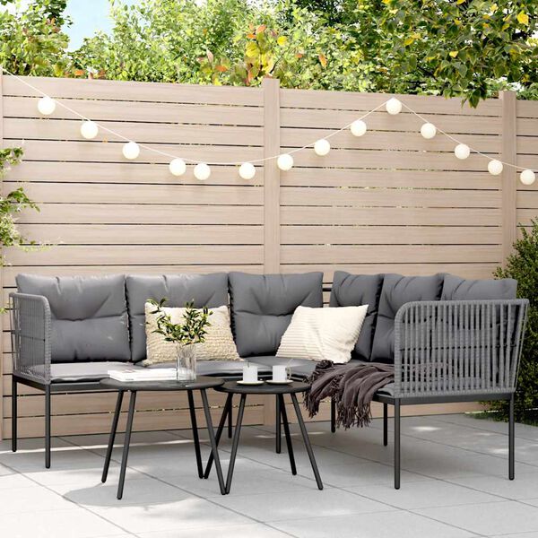 vidaXL Ensemble de canap&eacute;s de jardin et coussins noir acier textil&egrave;ne
