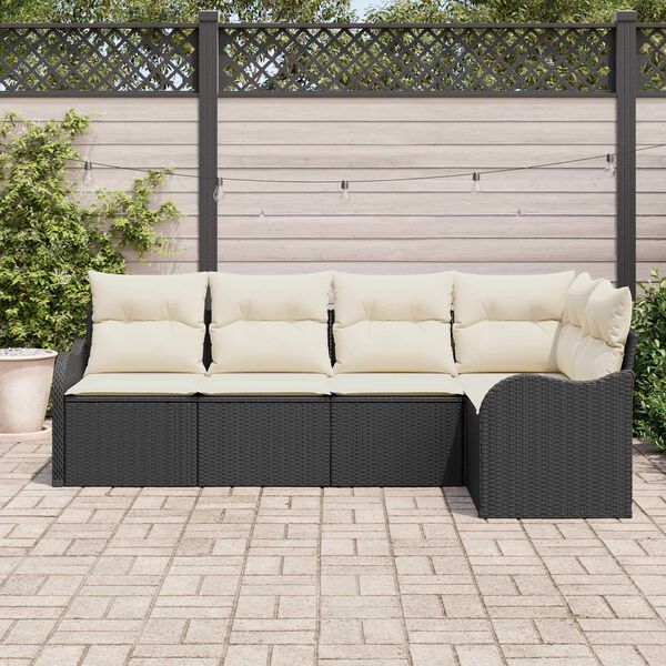 vidaXL Ensemble de canap&eacute; de jardin avec stockage 5 pcs Noir polyrotin