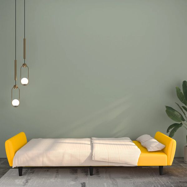 vidaXL Canap&eacute;-lit &agrave; 2 places Jaune Velours