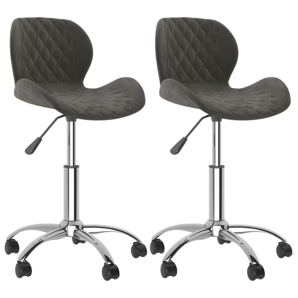 vidaXL Chaises pivotantes &agrave; manger lot de 2 Gris fonc&eacute; Velours