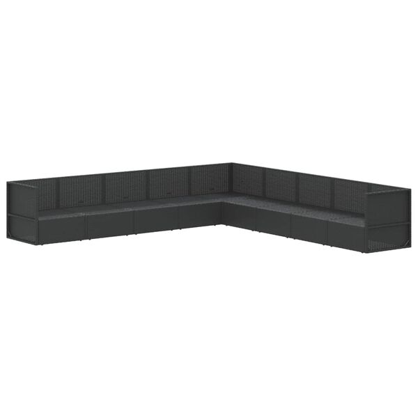 vidaXL Salon de jardin 9 pcs avec coussins Noir R&eacute;sine tress&eacute;e