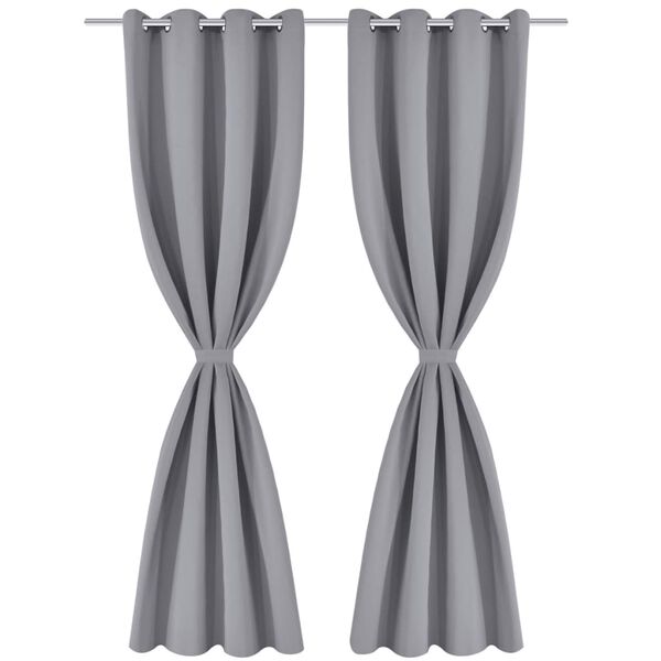vidaXL Rideau occultant 2 pcs avec &oelig;illets m&eacute;talliques 135x175 cm Gris