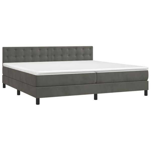 vidaXL Sommier &agrave; lattes de lit matelas et LED Gris fonc&eacute; 200x200 cm