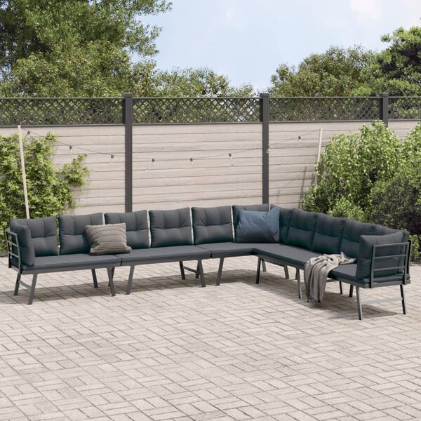vidaXL Bancs de jardin avec coussins lot de 4 acier enduit de poudre