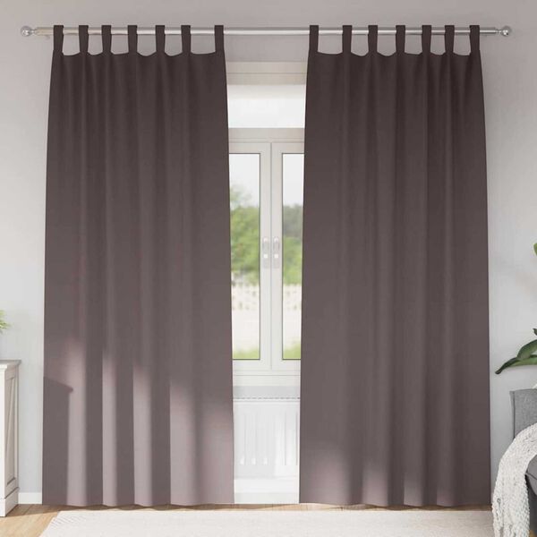 vidaXL Rideaux occultants avec anneaux 2 pcs Marron fonc&eacute; 245 x 140 cm