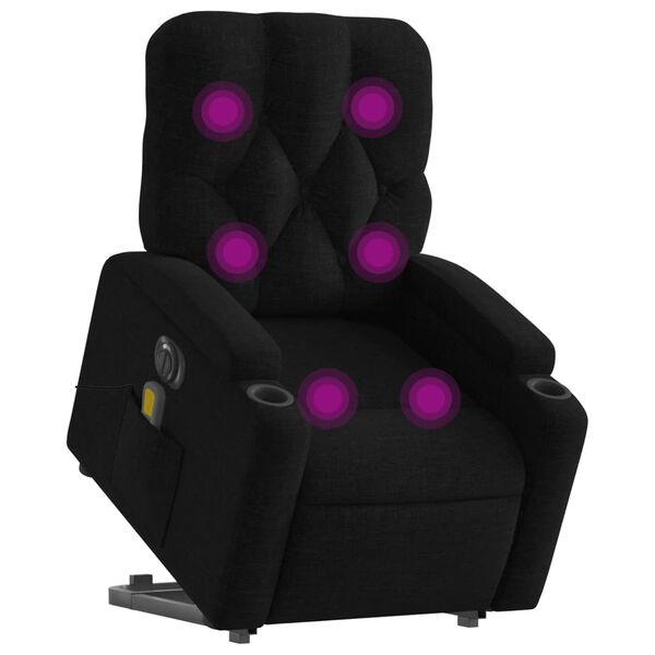 vidaXL Fauteuil inclinable de massage &eacute;lectrique Noir Tissu