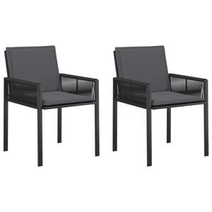 vidaXL Chaises de jardin 2 pc Noir et Gris fonc&eacute; polyrotin