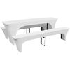 vidaXL Housses de table et bancs Extensibles 3 pcs Blanc 220x50x80 cm