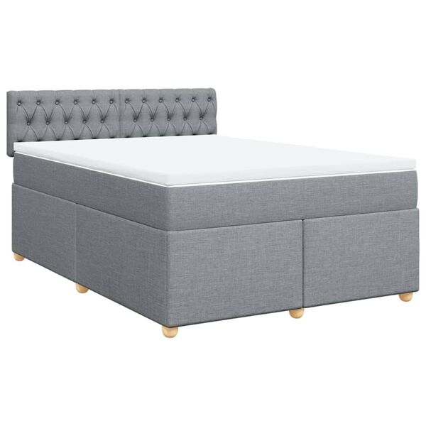 vidaXL Sommier &agrave; lattes de lit avec matelas Gris clair 140x190cm Tissu