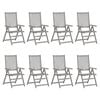 vidaXL Chaises inclinables de jardin lot de 8 Gris Bois solide acacia
