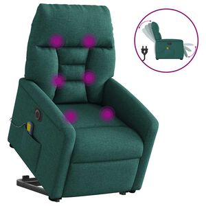 vidaXL Fauteuil inclinable de massage &eacute;lectrique Vert fonc&eacute; Tissu