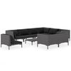 vidaXL Salon de jardin 10 pcs avec coussins R&eacute;sine tress&eacute;e Gris fonc&eacute;