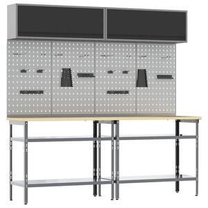 vidaXL Ensemble d'&eacute;tabli 8 pc Noir et gris Acier enduit de poudre