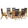 vidaXL Ensemble &agrave; Manger de jardin 7pcs noir polypropyl&egrave;ne bois massif