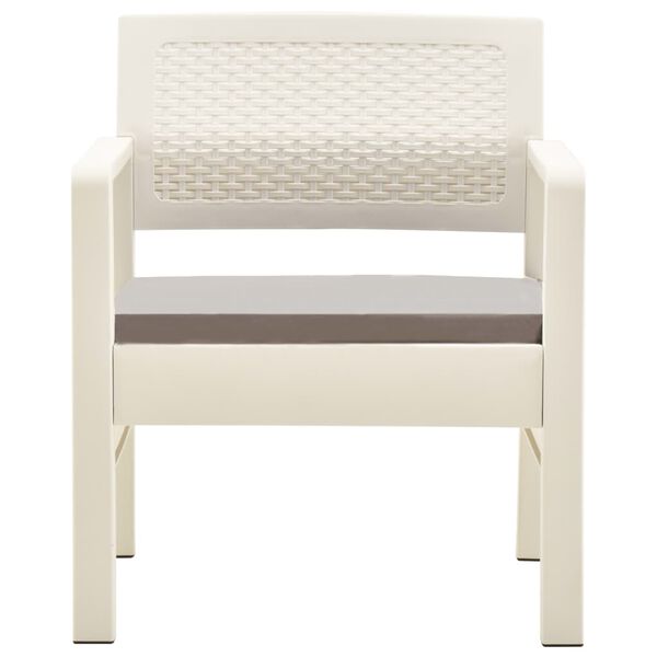 vidaXL Salon de jardin 3 pcs avec coussins Plastique Blanc