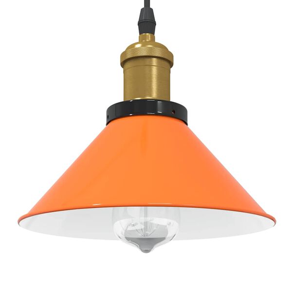 vidaXL Lampe suspendue r&eacute;glable hauteur E27 orange brillant m&eacute;tal