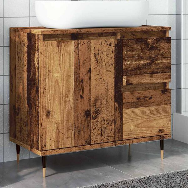 vidaXL Armoire de salle de bain vieux bois 65x33x60 cm bois ing&eacute;nierie