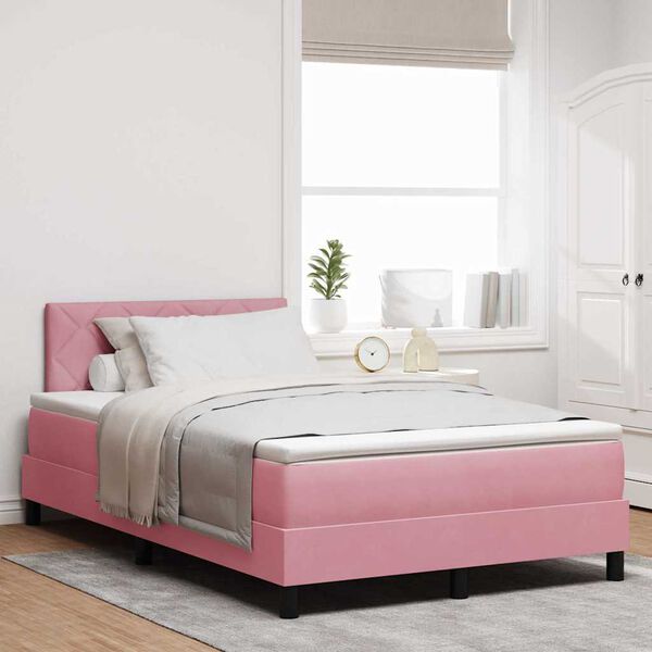 vidaXL Lit &agrave; ressorts avec matelas Rose 120 x 190 cm Velours