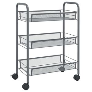 vidaXL Chariot de cuisine &agrave; 3 niveaux Gris 46x26x64 cm Fer