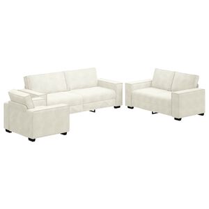vidaXL Ensemble de canap&eacute;s 3 pcs avec coussins Cr&egrave;me Velours