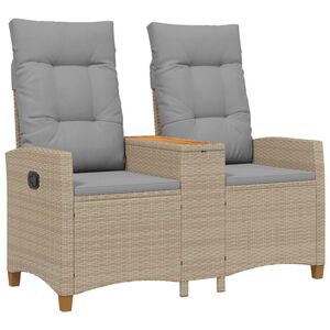 vidaXL Banc inclinable avec table 2 -Seater 126 x 65 x 112 cm