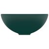 vidaXL Lavabo rond de salle de bain Vert fonc&eacute; mat 32,5x14cm C&eacute;ramique
