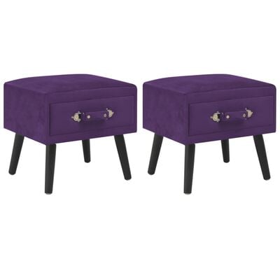 vidaXL Tables de chevet 2 pcs Violet foncé 40x35x40 cm Velours