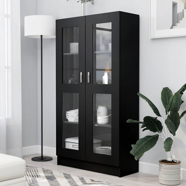 vidaXL Armoire &agrave; vitrine Noir 82,5x30,5x150 cm Bois d'ing&eacute;nierie