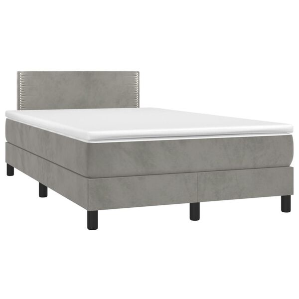 vidaXL Sommier &agrave; lattes de lit et matelas gris clair 120x190cm velours