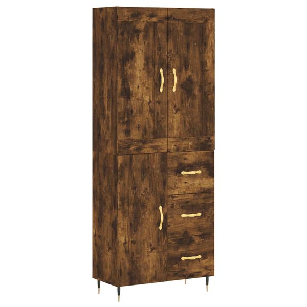 vidaXL Buffet haut Ch&ecirc;ne fum&eacute; 69,5x34x180 cm Bois d'ing&eacute;nierie