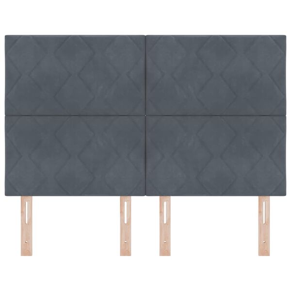 vidaXL T&ecirc;te de lit avec t&ecirc;te de lit Gris fonc&eacute; 144 cm Velours