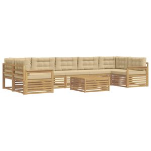 vidaXL Ensemble de canap&eacute;s d'ext&eacute;rieur 8 pcs Blanc et Beige