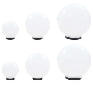 vidaXL 6 pcs Jeu de lampe boule &agrave; LED PMMA sph&eacute;rique 20/30/40 cm