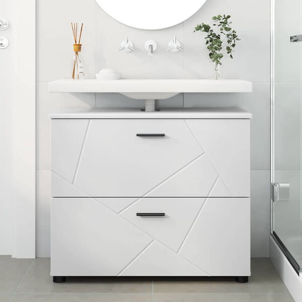 vidaXL Cabinet de salle de bain avec tiroir Blanc 76,5 x 35 x 64 cm