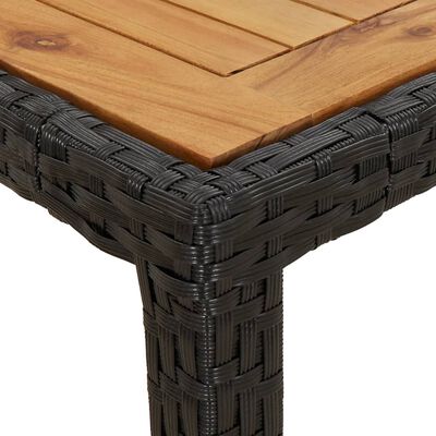 vidaXL Table de jardin 150x90x75 cm Résine tressée et bois acacia Noir