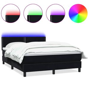 vidaXL Sommier &agrave; lattes de lit avec matelas et LED noir 160x220 cm velours
