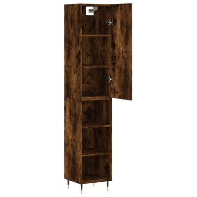 vidaXL Buffet haut Chêne fumé 34,5x34x180 cm Bois d'ingénierie