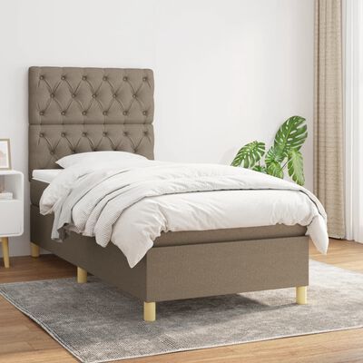 vidaXL Sommier à lattes de lit avec matelas Taupe 80x200 cm Tissu