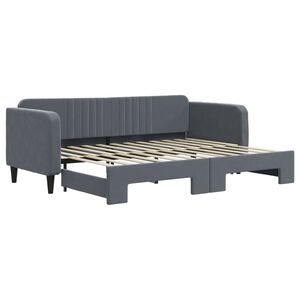 vidaXL Lit de jour avec gigogne sans matelas gris fonc&eacute; 80x200 cm