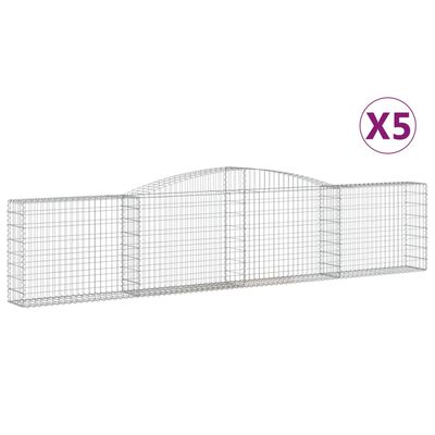 vidaXL Paniers à gabions arqués 5 pcs 400x30x80/100 cm Fer galvanisé