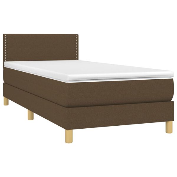 vidaXL Sommier &agrave; lattes de lit et matelas et LED Marron fonc&eacute; 90x190cm