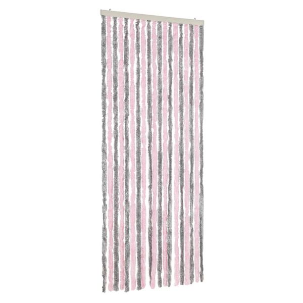 vidaXL Rideau anti-mouches gris argent&eacute; et rose 56x185 cm chenille