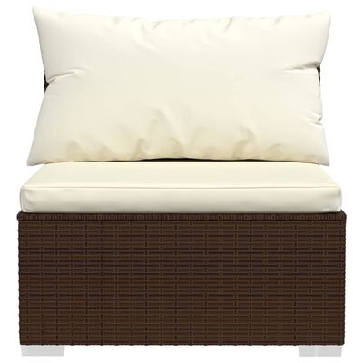 vidaXL Salon de jardin 12 pcs avec coussins Marron Résine tressée