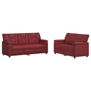 vidaXL Ensemble de Canap&eacute;s 2 pcs Bordeaux Simili cuir